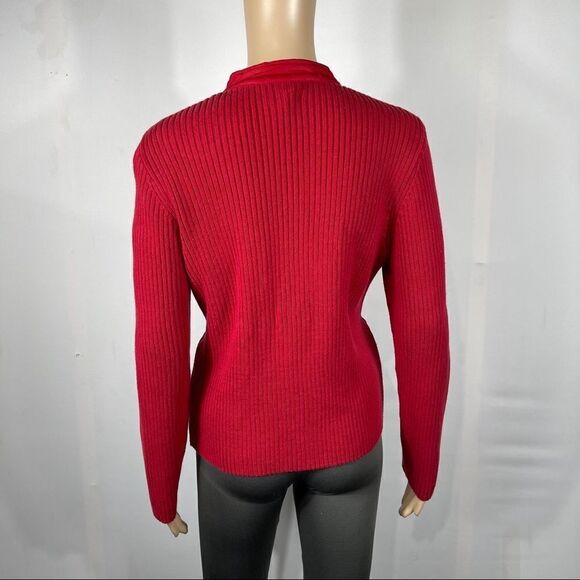Petite Croft & Barrow Red Quilted Sweater Jacket - Picture 6 of 16